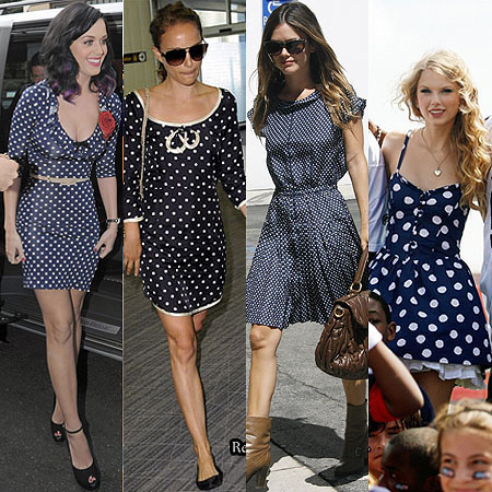 Celebrities-in-blue-polka-dot-dresses